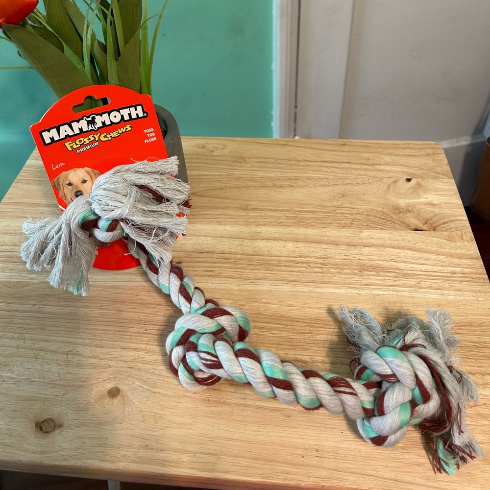 Mammoth Flossy Chews Dog Rope Toy - Red, Green, White